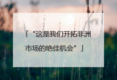 “这是我们开拓非洲市场的绝佳机会”